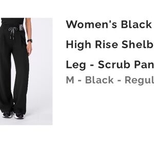 FIGS Womens Shelby Wide Black Scrub Pants